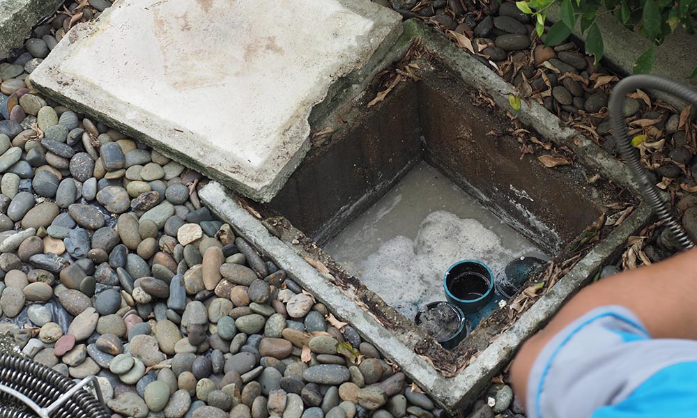 outside drain blocked